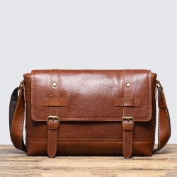 Bolso de cuero vintage para hombre de gran capacidad