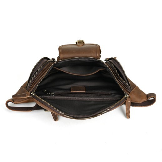 Cinturón de cuero retro multifuncional para motocicleta, bolso de pecho informal de cuero combinable