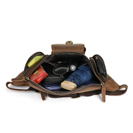 Cinturón de cuero retro multifuncional para motocicleta, bolso de pecho informal de cuero combinable