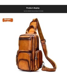 Bolso pequeño informal de primera capa de piel de vaca para hombre