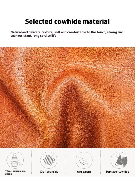 Bolso pequeño informal de primera capa de piel de vaca para hombre