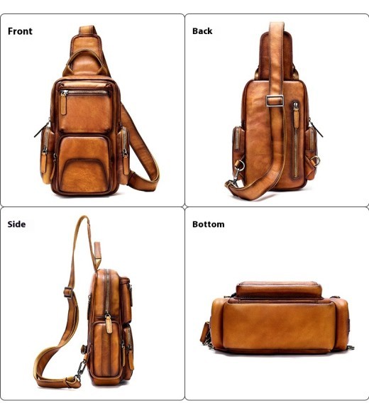 Bolso pequeño informal de primera capa de piel de vaca para hombre