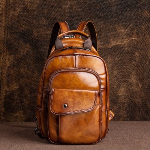 Bolso de viaje multifuncional de piel de vacuno de primera capa para hombre