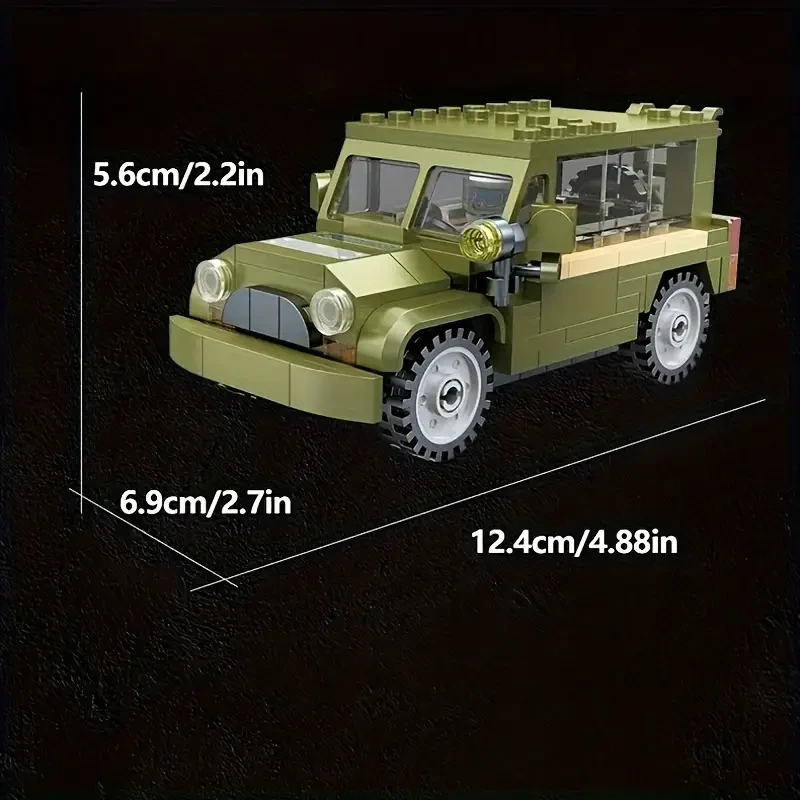 Juego de bloques de construcción de 363 piezas de camión armado con motocicleta, modelo para exhibición, regalo festivo, adorno, Halloween, Navidad, plástico, verde militar.