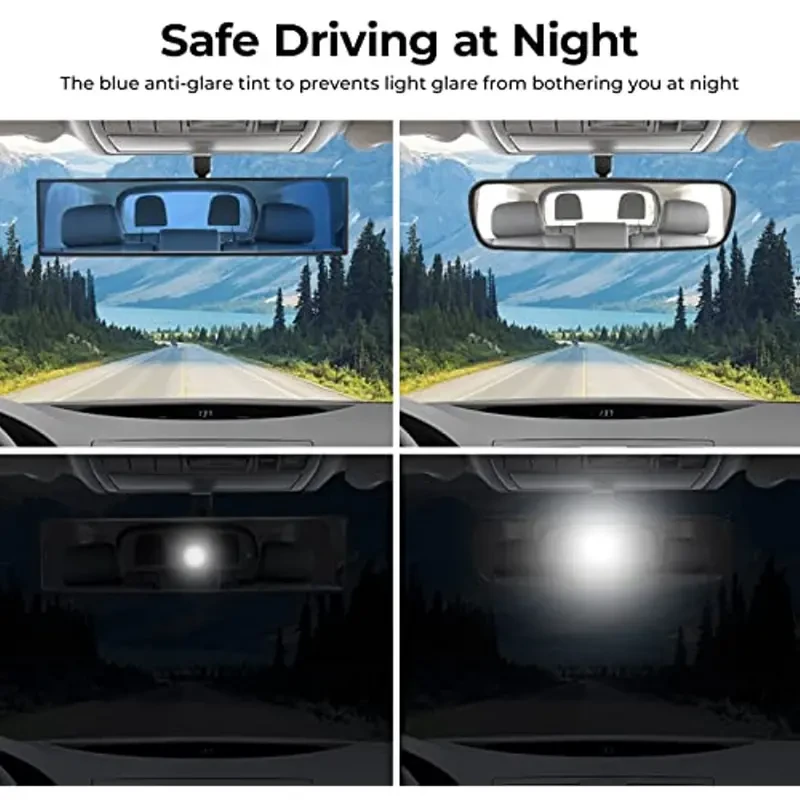 Espejo retrovisor convexo panorámico de 11,81 pulgadas - Gran angular antideslumbrante