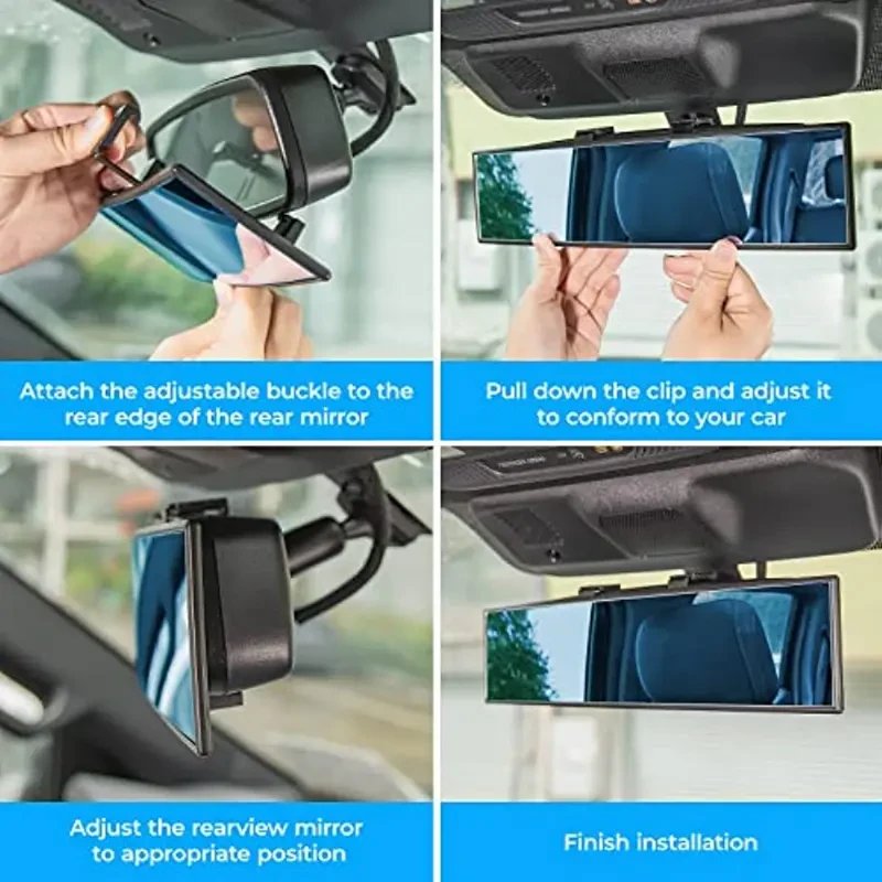 Espejo retrovisor convexo panorámico de 11,81 pulgadas - Gran angular antideslumbrante