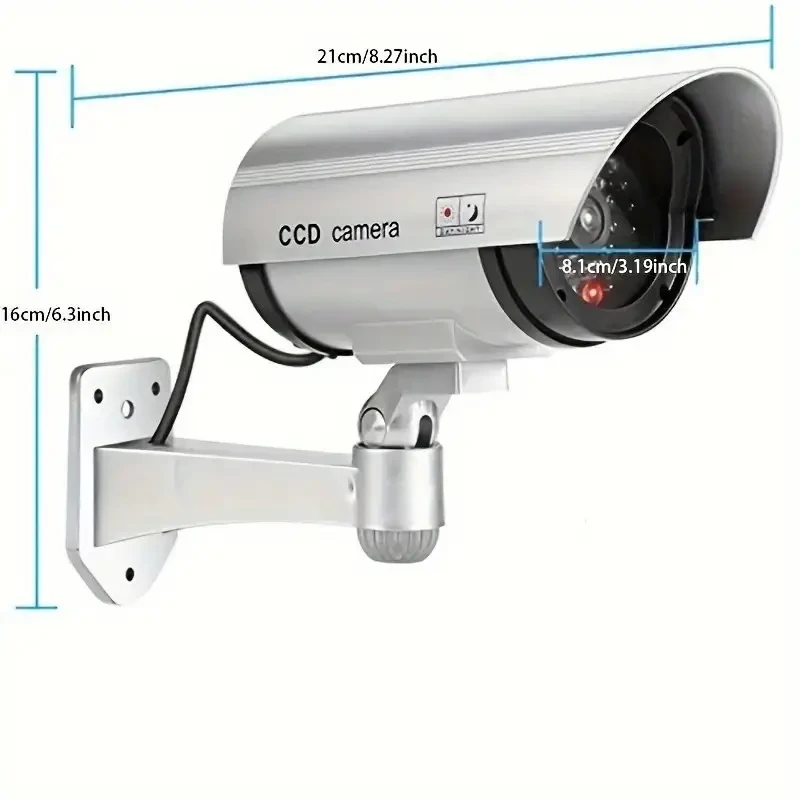 Paquete de 2 cámaras de seguridad ficticias realistas con LED: protección para interiores y exteriores