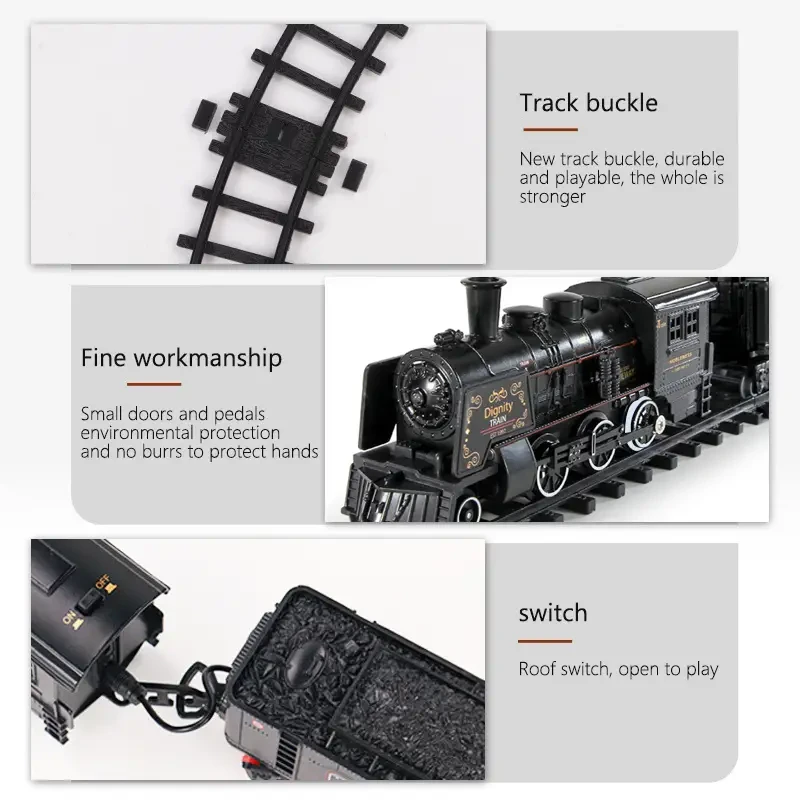 Tren eléctrico de metal de lujo para niños: trenes y tranvías con luces LED, sonidos realistas y construcción duradera. Regalo perfecto para niños en Halloween y Navidad.