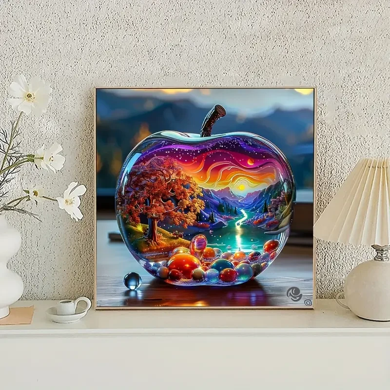 Kit de pintura de diamante 5D grande sin marco - Bola de cristal de manzana (40 x 40 cm)