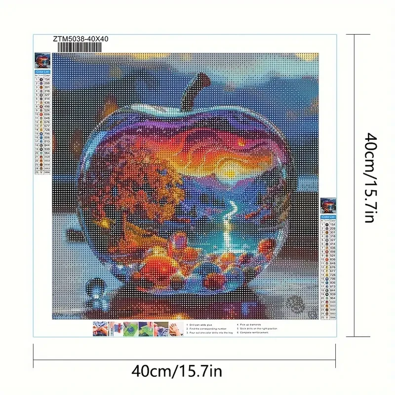 Kit de pintura de diamante 5D grande sin marco - Bola de cristal de manzana (40 x 40 cm)