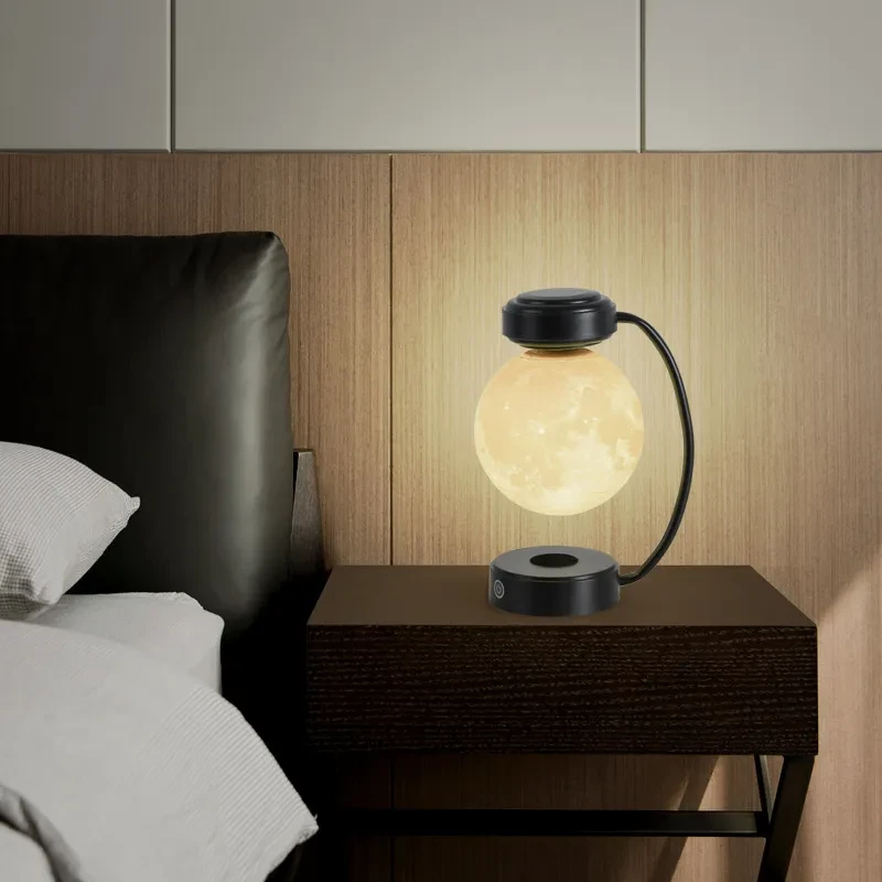 Lámpara flotante giratoria levitante con forma de luna LED 3D