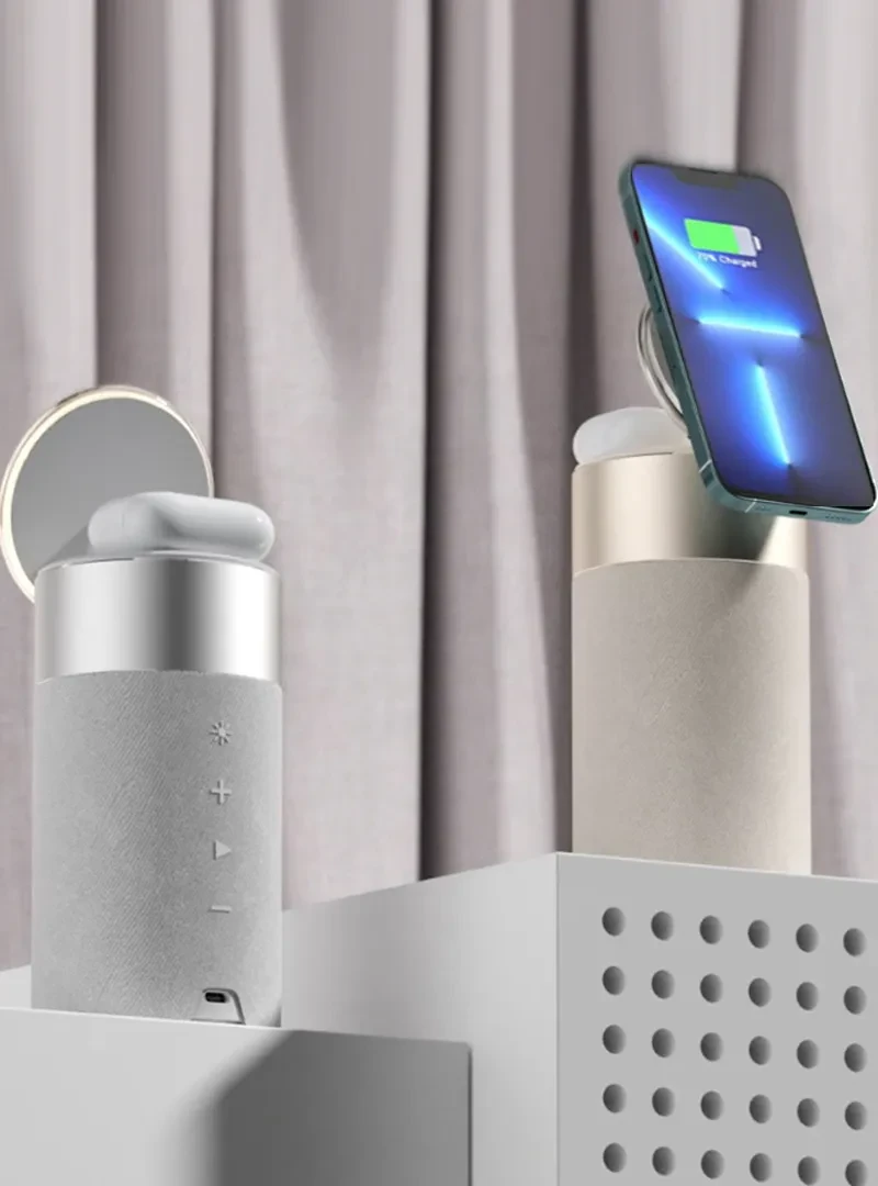 Cargador inalámbrico 3 en 1, altavoz Bluetooth y lámpara táctil