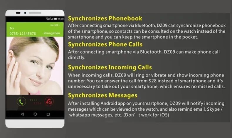 Reloj inteligente deportivo DZ09 con tarjeta y teléfono