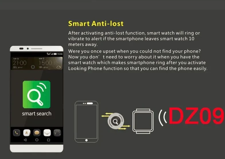 Reloj inteligente deportivo DZ09 con tarjeta y teléfono