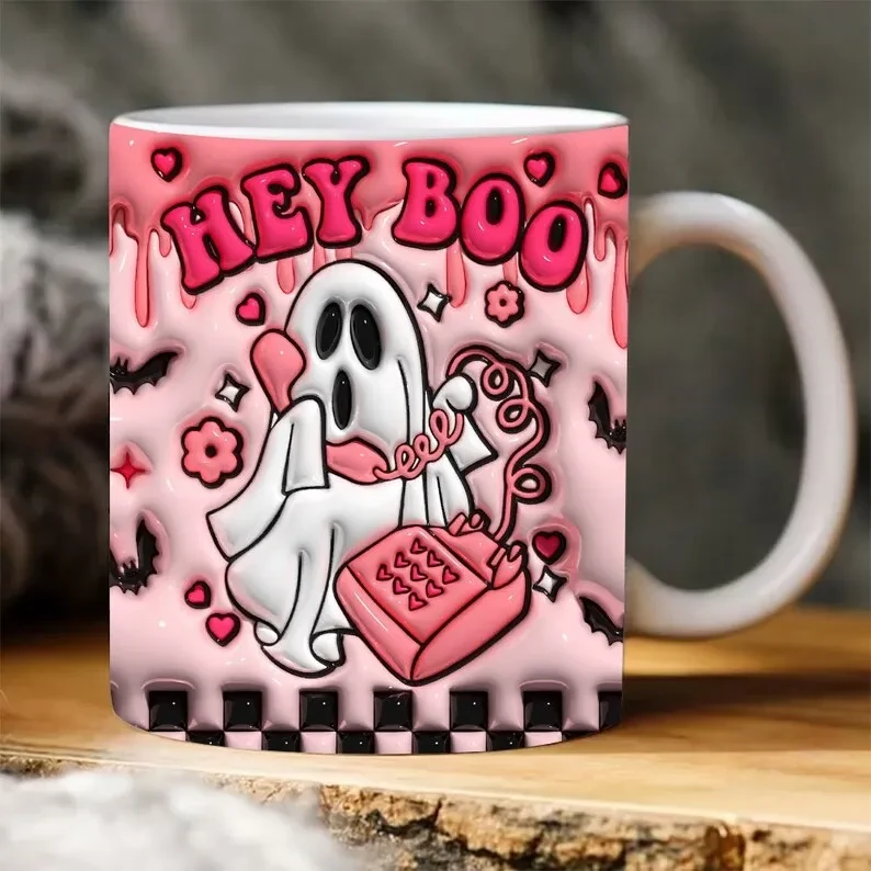 Taza de cerámica con forma de calabaza de Halloween
