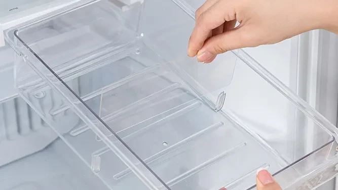 Organizador de refrigerador para almacenamiento de cocina - Caja de almacenamiento transparente para alimentos, cajones de refrigerador, espaciador, cesta de almacenamiento
