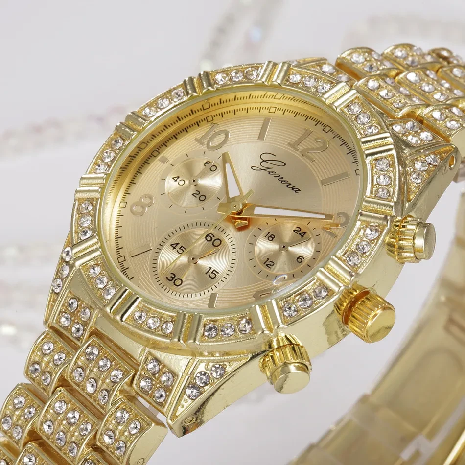 Reloj analógico de cuarzo de cristal