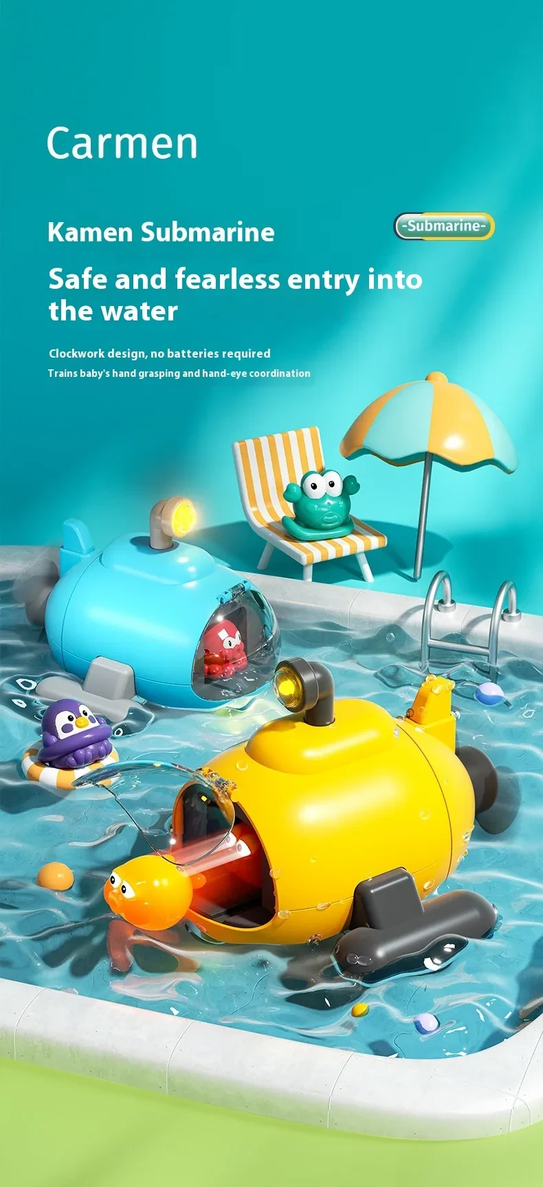 Juguetes acuáticos Catapulta luminosa Submarino Juguetes de baño