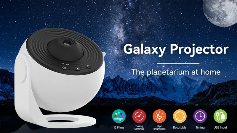 Proyector de galaxias con luz nocturna y cielo estrellado