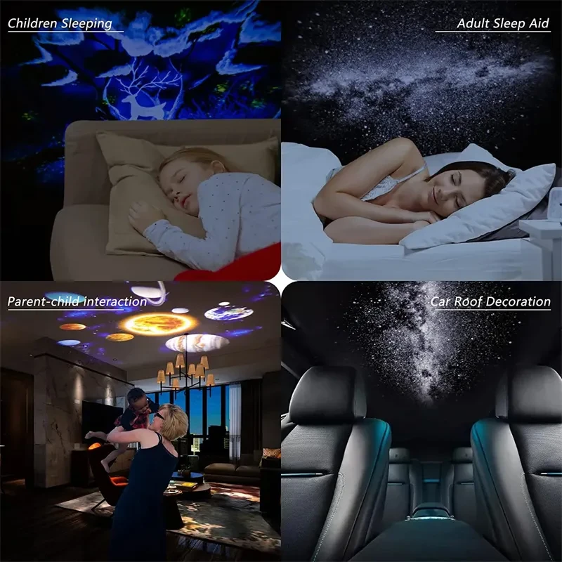 Proyector de galaxias con luz nocturna y cielo estrellado