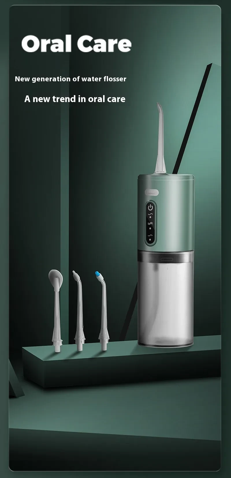 Limpiador de dientes eléctrico portátil inteligente con spray para espacios interdentales. Irrigador bucal.