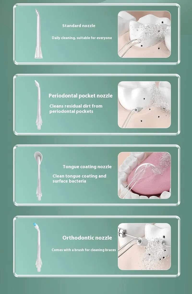 Limpiador de dientes eléctrico portátil inteligente con spray para espacios interdentales. Irrigador bucal.