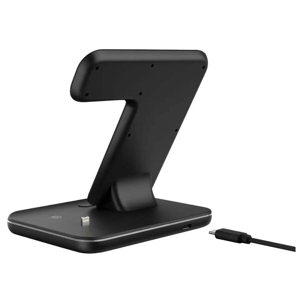 Cargador inalámbrico para teléfono móvil, reloj y auriculares.