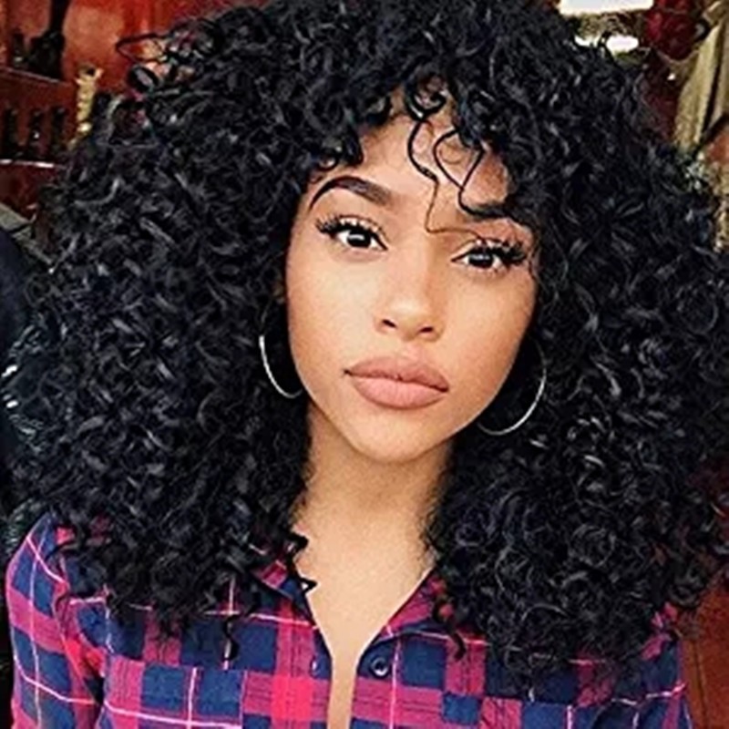 Fabricantes de pelucas europeas y americanas, pelucas africanas de cabello corto y rizado para mujeres, flequillos pequeños y esponjosos, pelucas de cabello largo y rizado, pelucas.