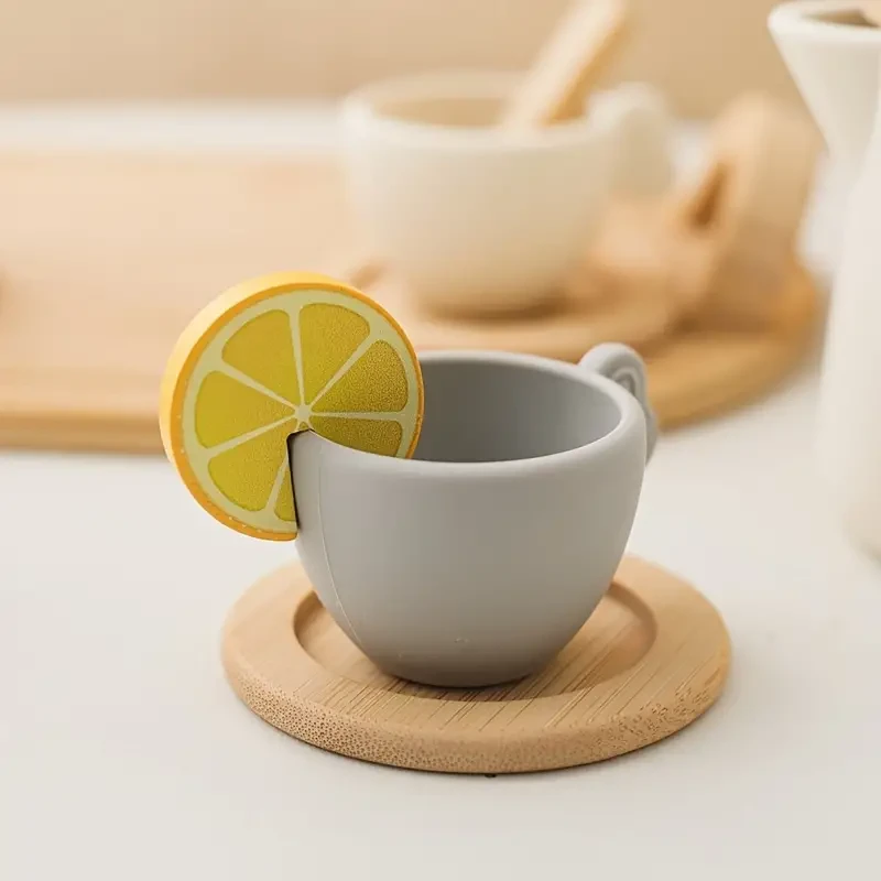 Juego de té para niños, juego de simulación, juego de rol de educación temprana, juego de taza y tetera de silicona en miniatura para niños pequeños, colores variados, juego interactivo para padres e hijos.