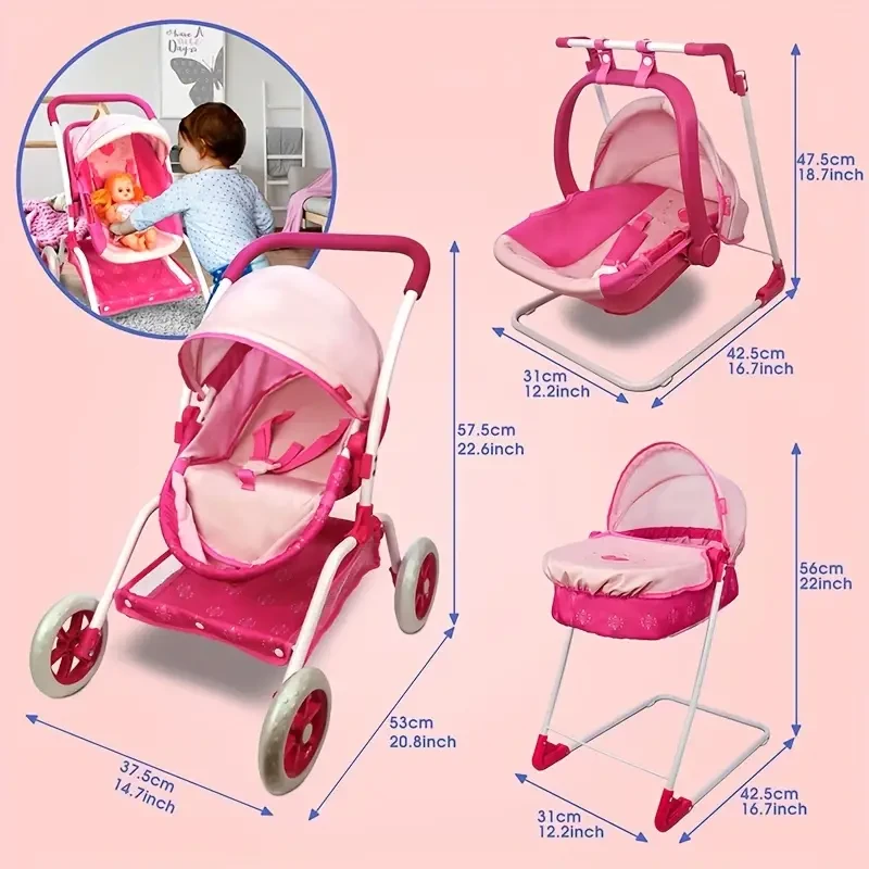 Cama y columpio 2 en 1 Anivia para muñecas de 45,72 cm (incluye bandeja inferior), regalo perfecto para las más pequeñas.