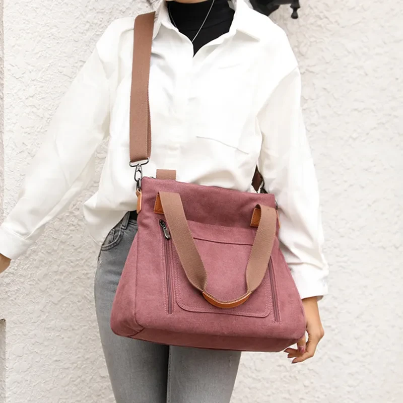 Bolso de lona para mujer, combinable, portátil, de gran capacidad, informal, para hombro
