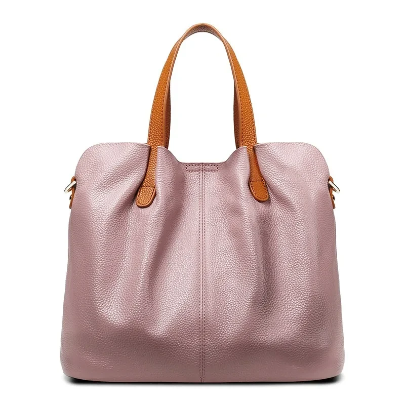 Bolso tote de cuero suave, sencillo e informal para mujer