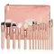 Juego de 15 brochas de maquillaje con estuche, color oro rosa, multifunción.