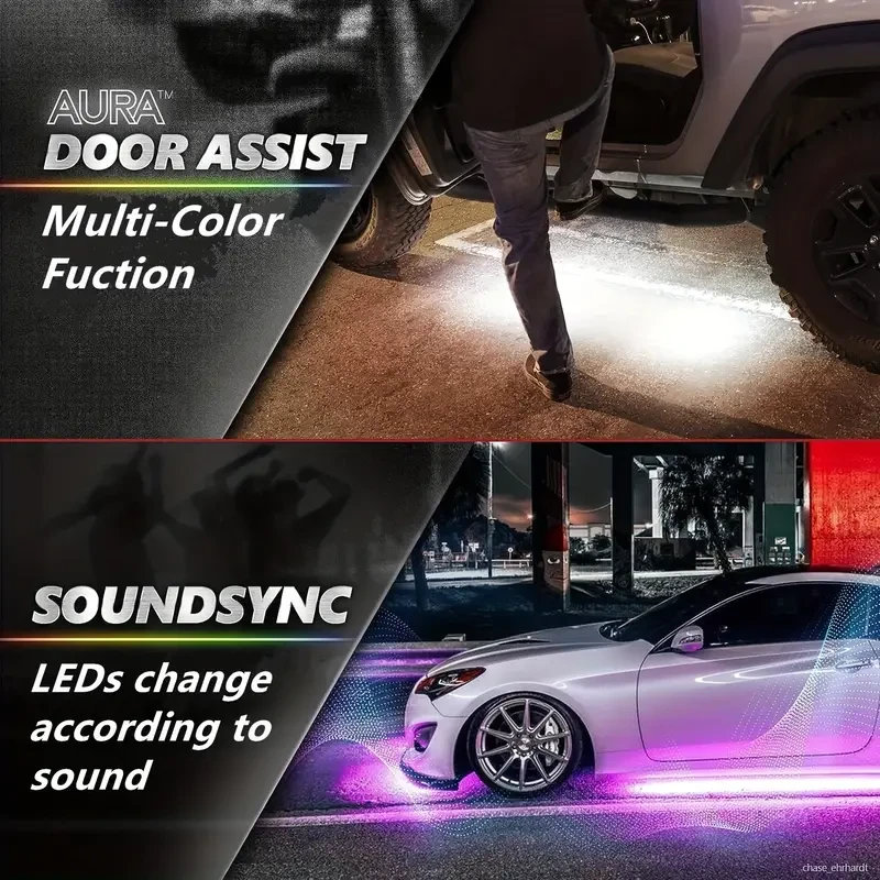 Tiras de luces LED vibrantes para debajo del coche: controlables por app, 16 millones de colores