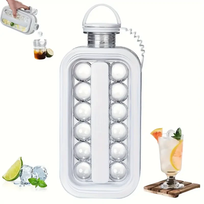 Máquina de hielo portátil 2 en 1 y bandeja para cubitos: no eléctrica y sin pilas