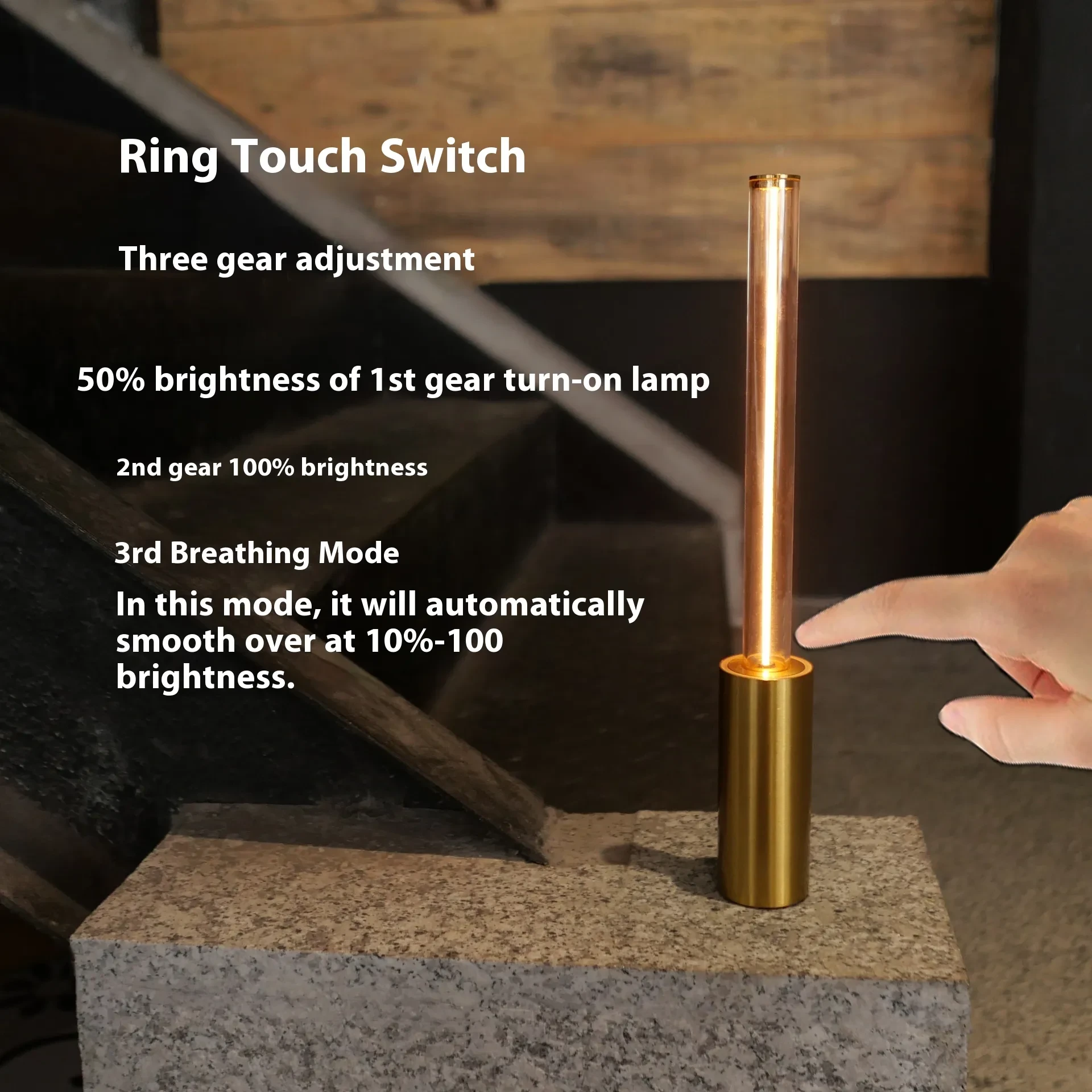 Lámpara de noche pequeña recargable con luz ambiental de respiración simple para dormitorio, luz de ambiente creativo, decoración del hogar