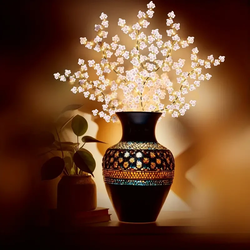 Guirnalda iluminada de flores de cerezo - 100 luces, 1,8 m/5,9 pies