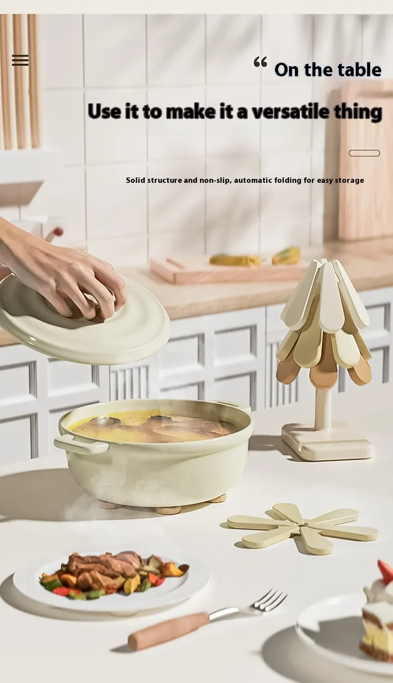 Juego de 4 tapetes de silicona para aislamiento de platos con forma de árbol, posavasos para teteras, ollas calientes, manteles individuales de Halloween, regalo de mesa, utensilios de cocina