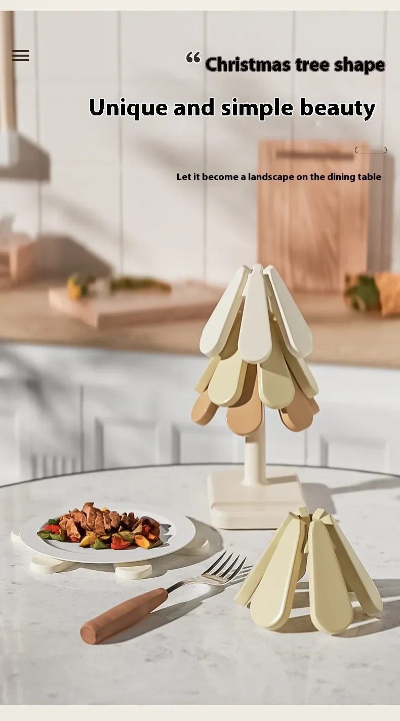 Juego de 4 tapetes de silicona para aislamiento de platos con forma de árbol, posavasos para teteras, ollas calientes, manteles individuales de Halloween, regalo de mesa, utensilios de cocina