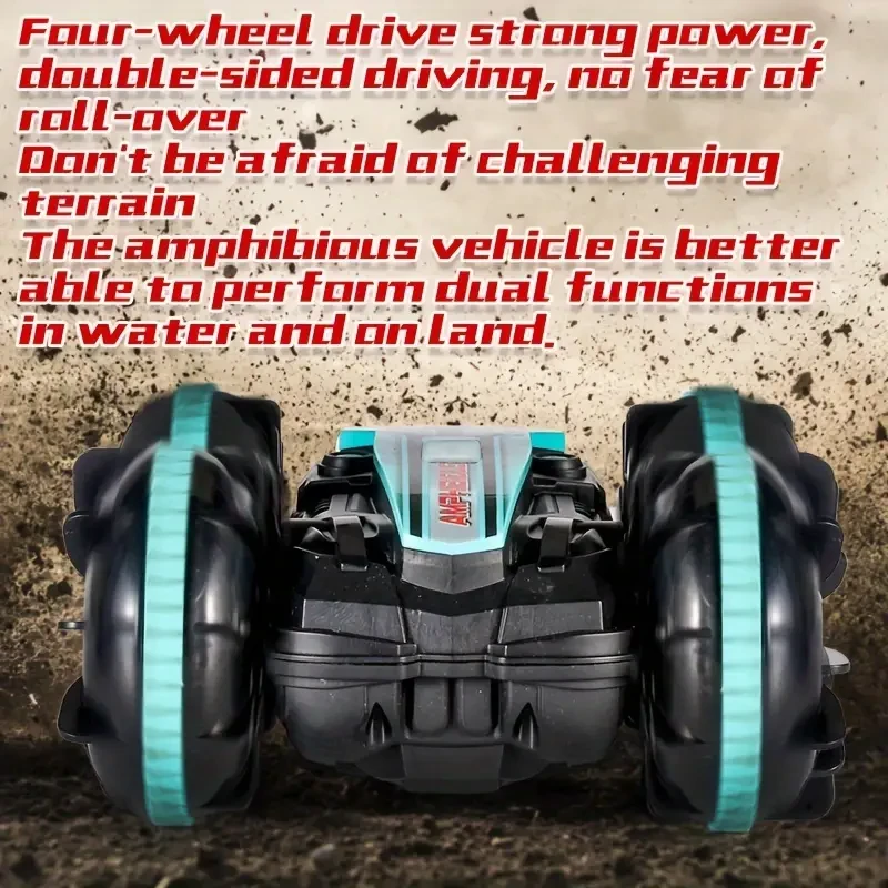 Coche acrobático anfibio 4x4 RC: rotación de 360°, control por gestos, todoterreno