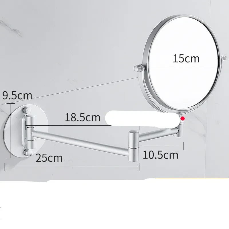 Espejo de maquillaje sin perforaciones Espejo de doble cara montado en la pared