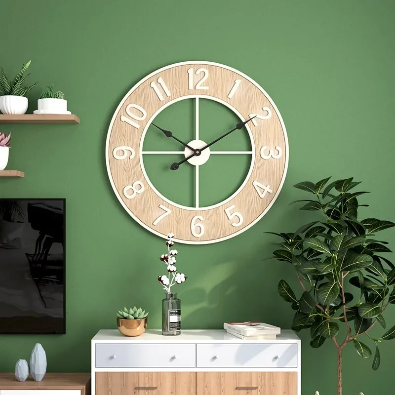 Reloj de pared de hierro sencillo para la decoración del hogar de la sala de estar