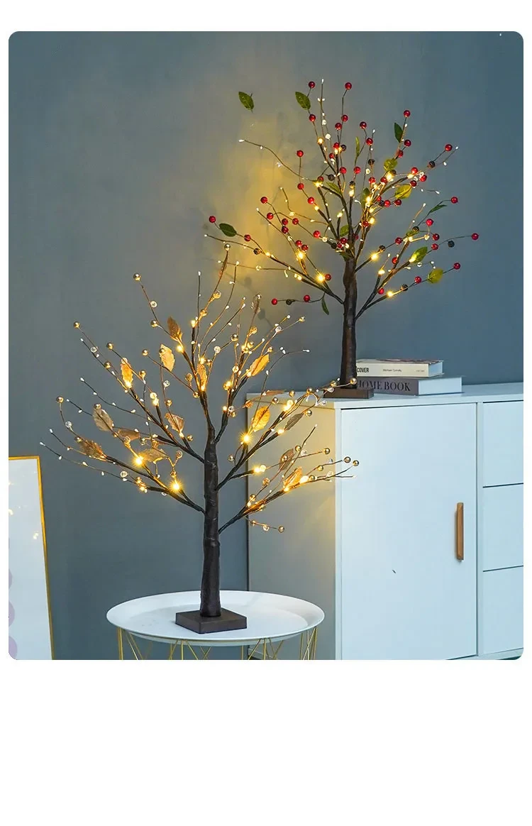 Guirnalda de luces LED de noche con pilas para dormitorio, decoración de mesita de noche, adornos creativos navideños para el hogar