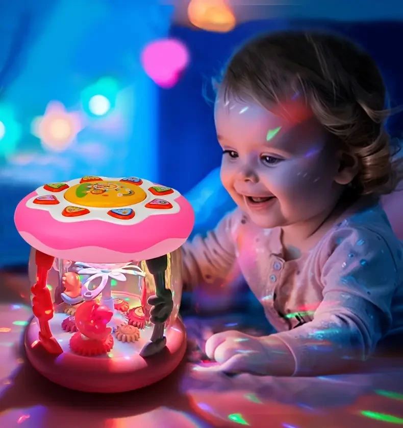Proyector de océano con luz musical, juguete para gatear y aprender boca abajo.