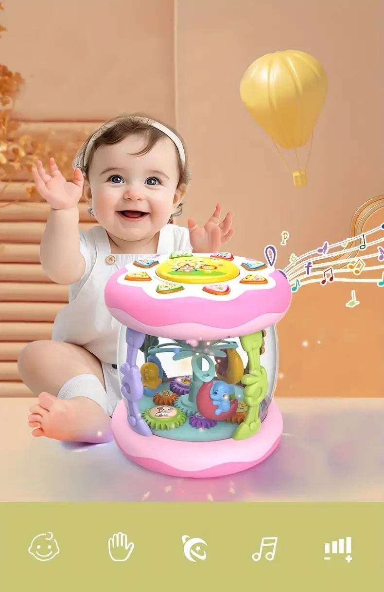 Proyector de océano con luz musical, juguete para gatear y aprender boca abajo.