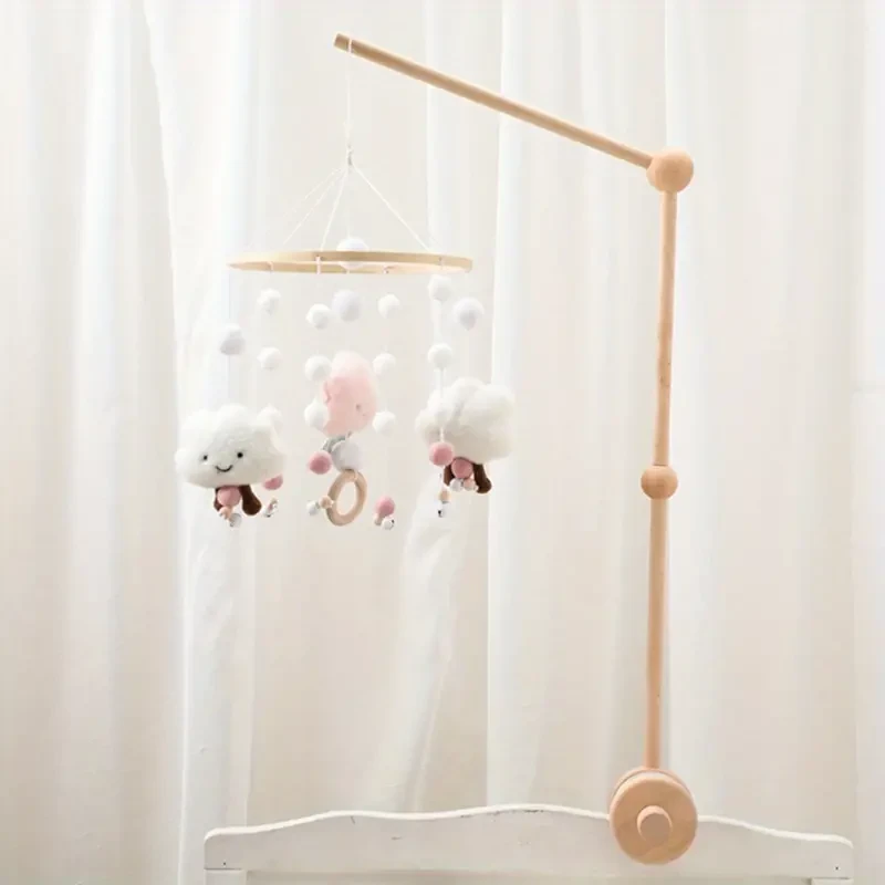 Móvil para bebé de madera de haya de primera calidad: reforzado y suave para un sueño seguro, brazo ajustable en ángulo, regalo festivo perfecto para Halloween, Navidad y Acción de Gracias.