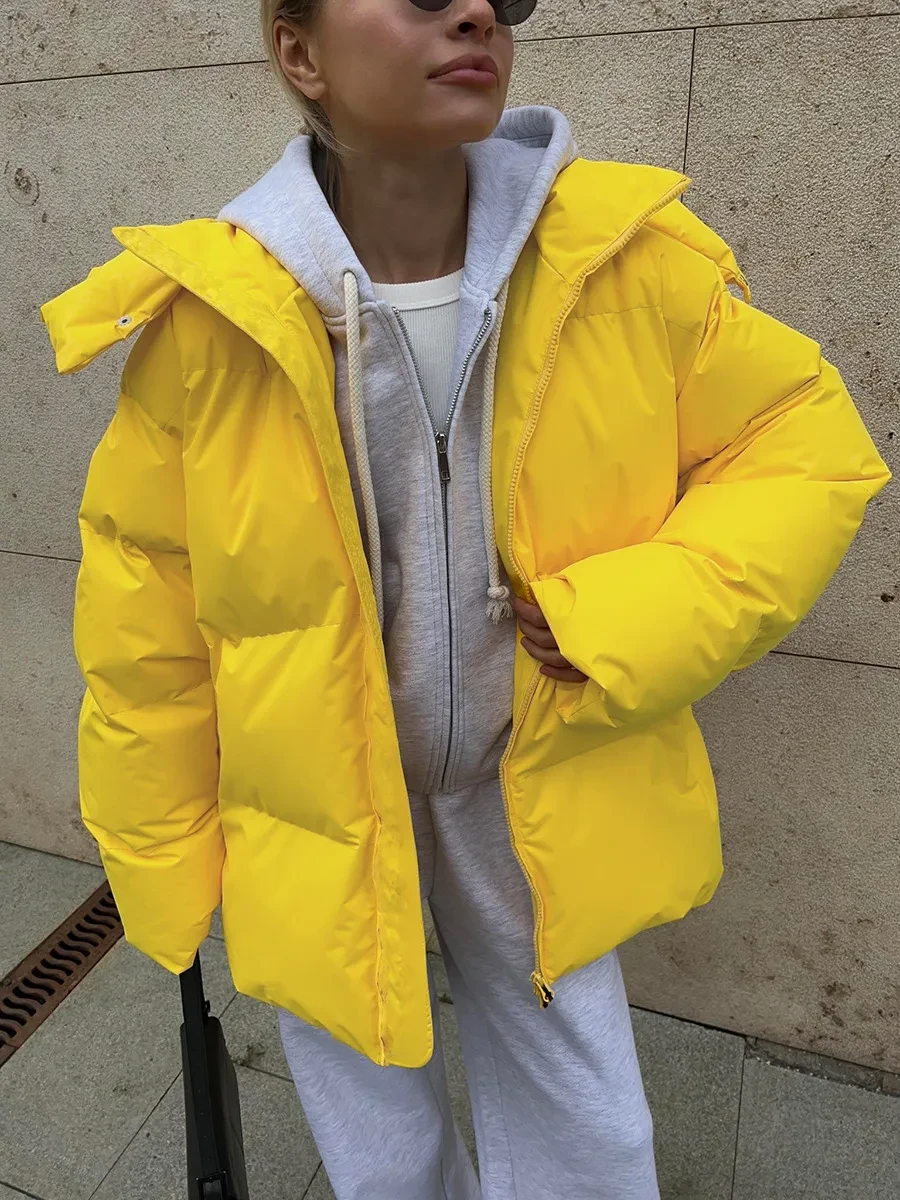 Abrigo de moda con capucha extraíble, chaqueta de algodón, abrigo de invierno cálido, resistente al viento, chaqueta de algodón suelta, parka holgada, ropa de abrigo