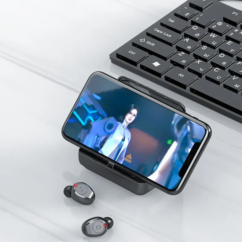 Auriculares Bluetooth con movimiento binaural y batería externa