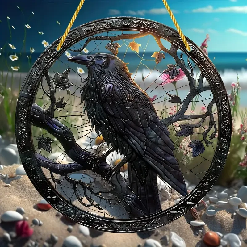 1 pieza de atrapasueños para ventana con diseño de cuervo