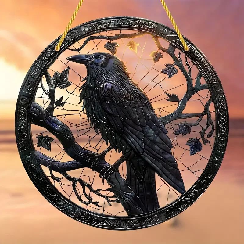 1 pieza de atrapasueños para ventana con diseño de cuervo